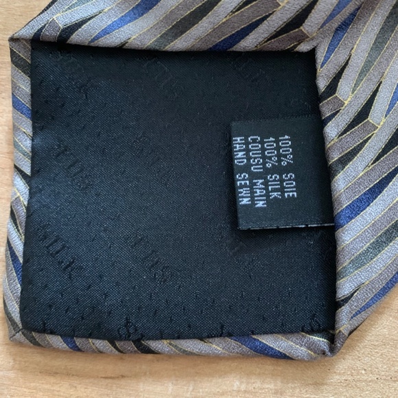 100% silk vintage 80s 90s metallic tie - Picture 3 of 5